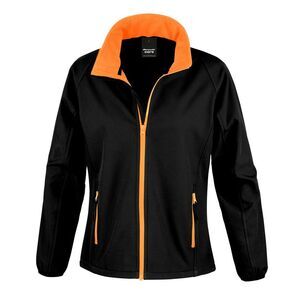 Result Womens/Ladies Core Printable Softshell Jacket / Black / Orange